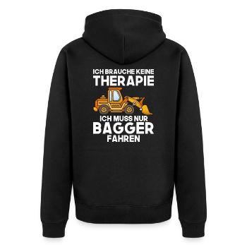 Bagger fahren Therapie - Unisex Premium Bio Zip Hoodie - Schwarz - Hinten - Nico (187cm)