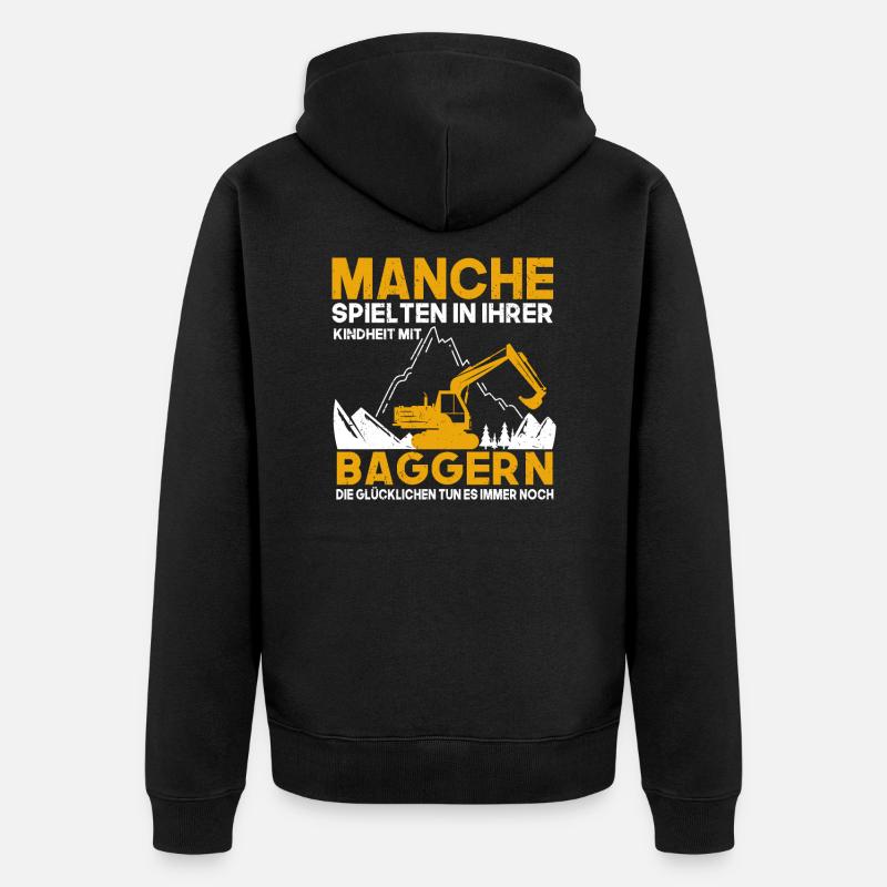 Bagger Kindheit Baggerfahrer - Unisex Premium Bio Zip Hoodie - Schwarz