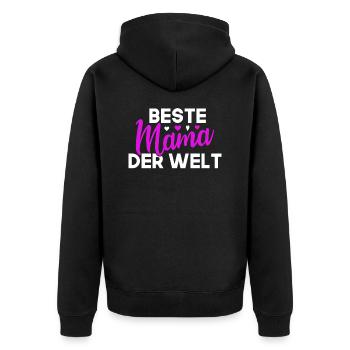beste Mama der Welt - Unisex Premium Bio Zip Hoodie - Schwarz - Hinten - Nico (187cm)