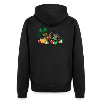 Gemüse Gemüsekorb Vegetables Vegan Plant-based - Unisex Premium Bio Zip Hoodie - Schwarz - Hinten - Nico (187cm)