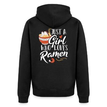Juste une fille qui aime les ramen - Ramen - Veste à capuche bio Premium Unisexe - noir - Dos - Nico (187cm)