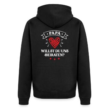 Heiratsantrag Ideen Lustig Verloben Papa Hochzeit - Unisex Premium Bio Zip Hoodie - Schwarz - Hinten - Nico (187cm)