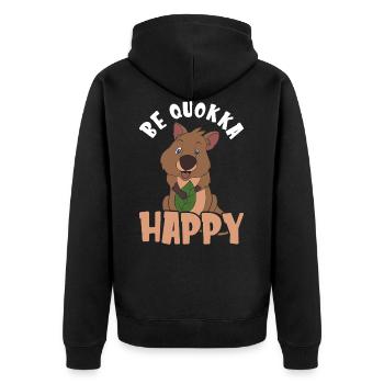 Quokka - Unisex Premium Bio Zip Hoodie - Schwarz - Hinten - Nico (187cm)