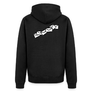 Briefe Nachrichten Sendung message letters - Unisex Premium Bio Zip Hoodie - Schwarz - Hinten - Nico (187cm)