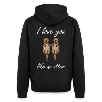 I Love You Like No Otter Partnerschaft Beziehung - Unisex Premium Bio Zip Hoodie - Schwarz - Hinten - Nico (187cm)
