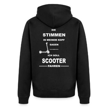 Scooter Stunt Scooter Tretroller Roller E-Scooter - Unisex Premium Bio Zip Hoodie - Schwarz - Hinten - Nico (187cm)