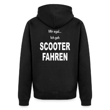 Scooter Stunt Scooter Tretroller Roller E-Scooter - Unisex Premium Bio Zip Hoodie - Schwarz - Hinten - Nico (187cm)
