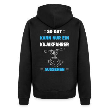 Kajak Wassersport Paddeln Kajakfahren Kajakfahrer - Unisex Premium Bio Zip Hoodie - Schwarz - Hinten - Nico (187cm)