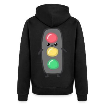 Ampel - Unisex Premium Bio Zip Hoodie - Schwarz - Hinten - Nico (187cm)