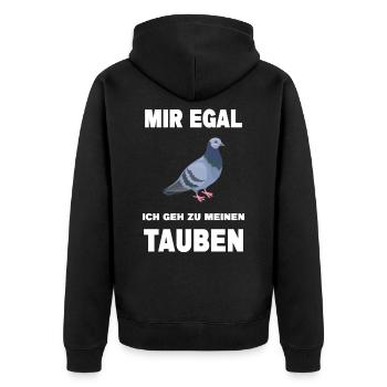 Taube Taubenzüchter Tauben Vogel Brieftaube lustig - Unisex Premium Bio Zip Hoodie - Schwarz - Hinten - Nico (187cm)