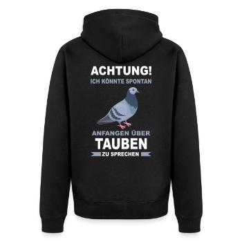 Taube Taubenzüchter Tauben Vogel Brieftaube lustig - Unisex Premium Bio Zip Hoodie - Schwarz - Hinten - Nico (187cm)