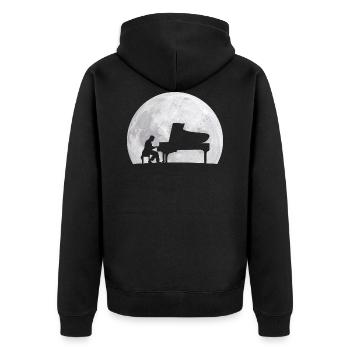 Piano Player Full Moon Musician Pianist Gift - Unisex Premium Organic Zip Hoodie - black - Back - Nico (187cm)