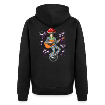 Disco Magic Mushroom - Unisex Premium Bio Zip Hoodie - Schwarz - Hinten - Nico (187cm)