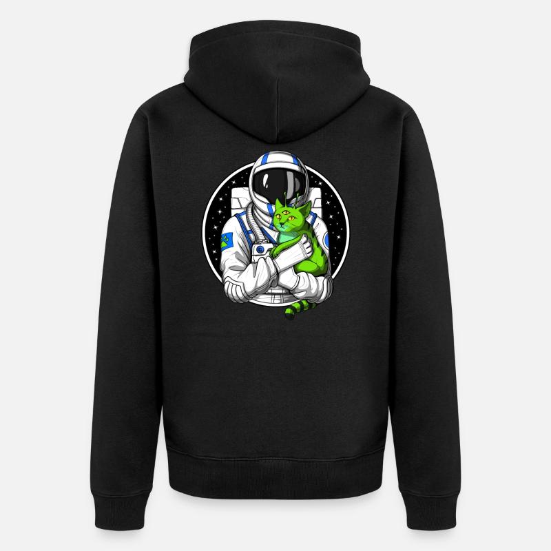 Chat étranger d’astronaute - Veste à capuche bio Premium Unisexe - noir