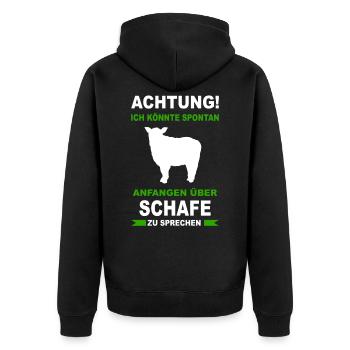 Schaf Schafe Lamm Wolle Tier Schäfer Schäfchen - Unisex Premium Bio Zip Hoodie - Schwarz - Hinten - Nico (187cm)