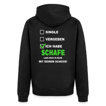 Schaf Schafe Lamm Wolle Tier Schäfer Schäfchen - Unisex Premium Bio Zip Hoodie - Schwarz - Hinten - Nico (187cm)