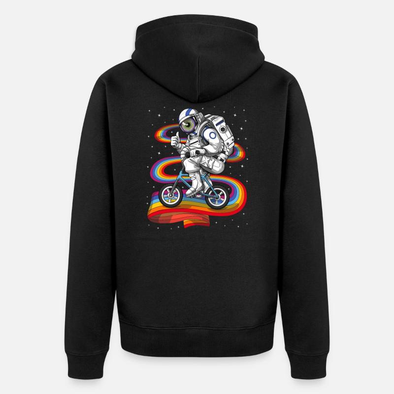 Cyclisme psychédélique d’astronaute - Veste à capuche bio Premium Unisexe - noir