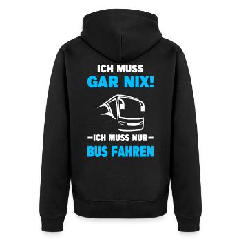 Busfahrer Bus Berufskraftfahrer Schulbus Reisebus - Unisex Premium Bio Zip Hoodie - Schwarz - Hinten - Nico (187cm)
