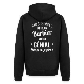 Barbier - Veste à capuche bio Premium Unisexe - noir - Dos - Nico (187cm)