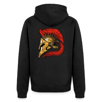 Spartaner Helm - Unisex Premium Bio Zip Hoodie - Schwarz - Hinten - Nico (187cm)