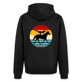 Voltigieren Pferd reiten Reiter Turnen Akrobatik - Unisex Premium Bio Zip Hoodie - Schwarz - Hinten - Nico (187cm)
