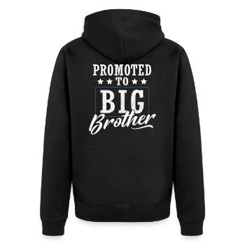 Promoted To Big Brother - Unisex Premium Organic Zip Hoodie - black - Back - Nico (187cm)