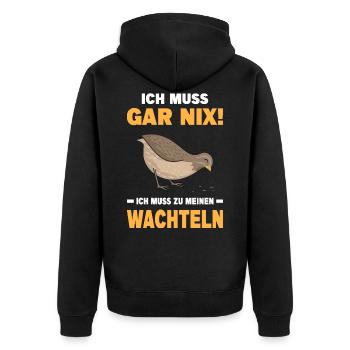 Wachtel Wachteln Wachtelzüchter Vogel Bauernhof - Unisex Premium Bio Zip Hoodie - Schwarz - Hinten - Nico (187cm)