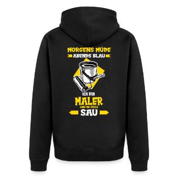 Maler und Lackierer Maler Lackierer Handwerker - Unisex Premium Bio Zip Hoodie - Schwarz - Hinten - Nico (187cm)