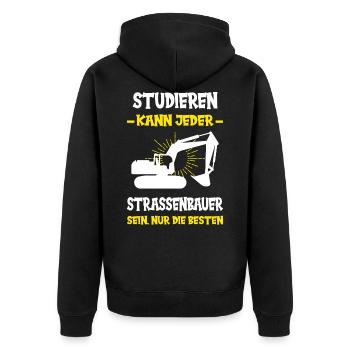 Straßenbau Strassenbauer Bauarbeiter Straßenbauer - Unisex Premium Bio Zip Hoodie - Schwarz - Hinten - Nico (187cm)