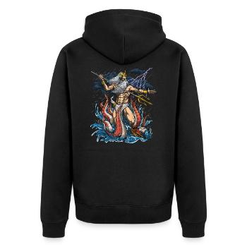 Greek God Poseidon - Unisex Premium Organic Zip Hoodie - black - Back - Nico (187cm)