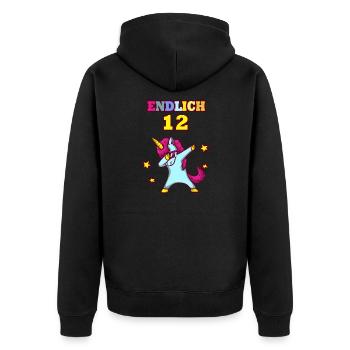 Einhorn 12 Jahre Geburtstag Einhorn Geburtstag - Unisex Premium Bio Zip Hoodie - Schwarz - Hinten - Nico (187cm)