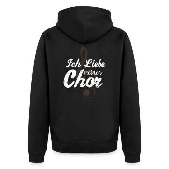 Ich liebe den Chor - Unisex Premium Bio Zip Hoodie - Schwarz - Hinten - Nico (187cm)