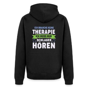 Ich muss Schlager hören - Unisex Premium Bio Zip Hoodie - Schwarz - Hinten - Nico (187cm)