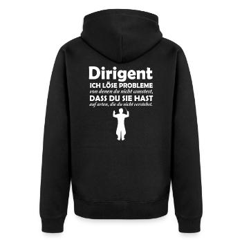 Dirigent löst Probleme - Unisex Premium Bio Zip Hoodie - Schwarz - Hinten - Nico (187cm)