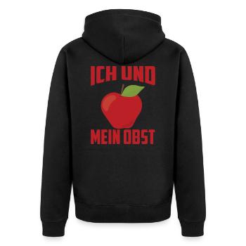 ICH UND MEIN OBST APFEL - Unisex Premium Bio Zip Hoodie - Schwarz - Hinten - Nico (187cm)