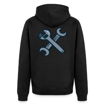 Werkzeug Heimwerker - Unisex Premium Bio Zip Hoodie - Schwarz - Hinten - Nico (187cm)
