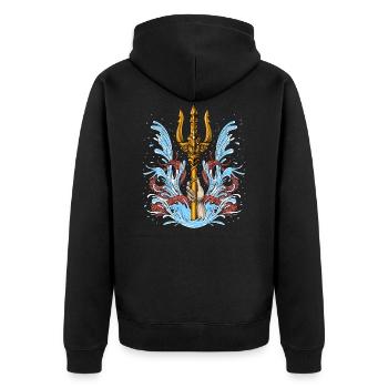 Poseidon Trident - Unisex Premium Organic Zip Hoodie - black - Back - Nico (187cm)