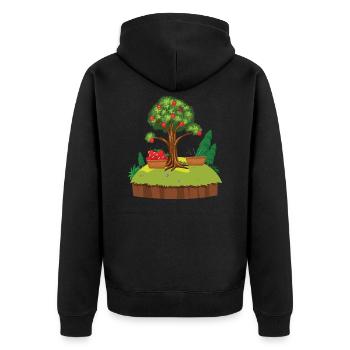Der Apfelbaum - Unisex Premium Bio Zip Hoodie - Schwarz - Hinten - Nico (187cm)