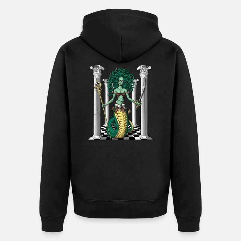 Déesse gorgone méduse - Veste à capuche bio Premium Unisexe - noir