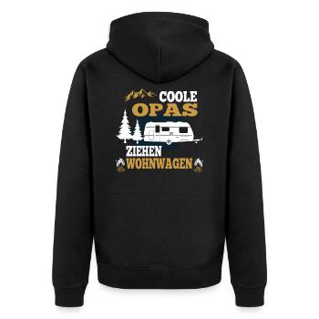 Coole Opas ziehen Wohnwagen Camping Shirt - Unisex Premium Bio Zip Hoodie - Schwarz - Hinten - Nico (187cm)