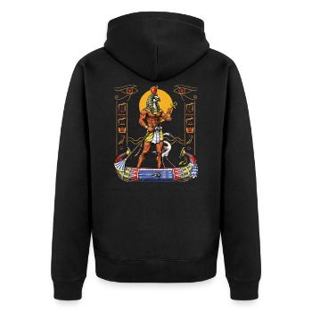 Ägyptischer Gott Ra - Unisex Premium Bio Zip Hoodie - Schwarz - Hinten - Nico (187cm)