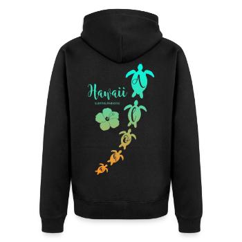 Aloha Turtles Hawaii Surfing Paradise - Unisex Premium Organic Zip Hoodie - black - Back - Nico (187cm)