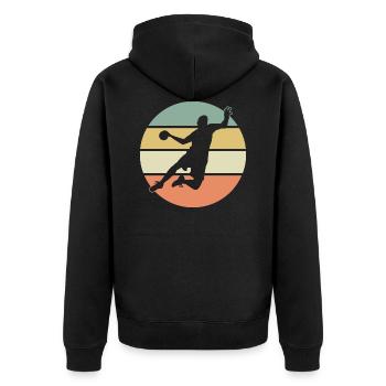 Handball Handball Geschenk Mann Sport hand - Unisex Premium Bio Zip Hoodie - Schwarz - Hinten - Nico (187cm)