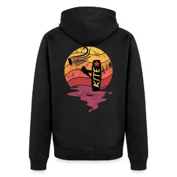 Kite Kitesrufer Retro Sunset - Unisex Premium Organic Zip Hoodie - black - Back - Nico (187cm)