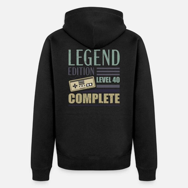Level 40 - Unisex Premium Bio Zip Hoodie - Schwarz