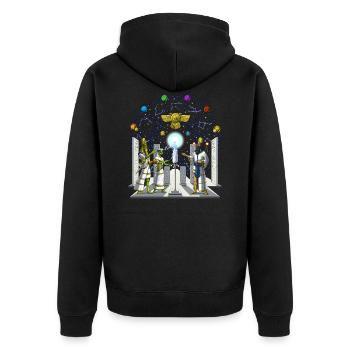 Anunnaki Aliens - Unisex Premium Bio Zip Hoodie - Schwarz - Hinten - Nico (187cm)