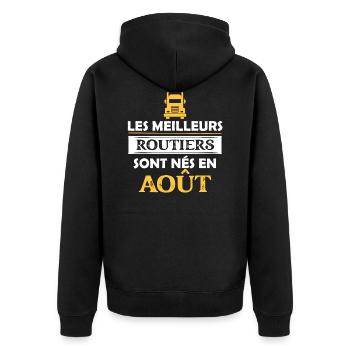 Routier - Meilleur - Métier - Août - Cadeau - Veste à capuche bio Premium Unisexe - noir - Dos - Nico (187cm)