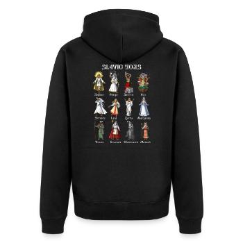 Pagan Slavic Gods - Unisex Premium Organic Zip Hoodie - black - Back - Nico (187cm)