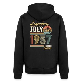 Millésime juillet 1957 Rétro vintage anniversaire - Veste à capuche bio Premium Unisexe - noir - Dos - Nico (187cm)