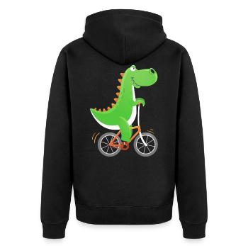Crocodile with Bike Alligator Cyclist Bike - Unisex Premium Organic Zip Hoodie - black - Back - Nico (187cm)